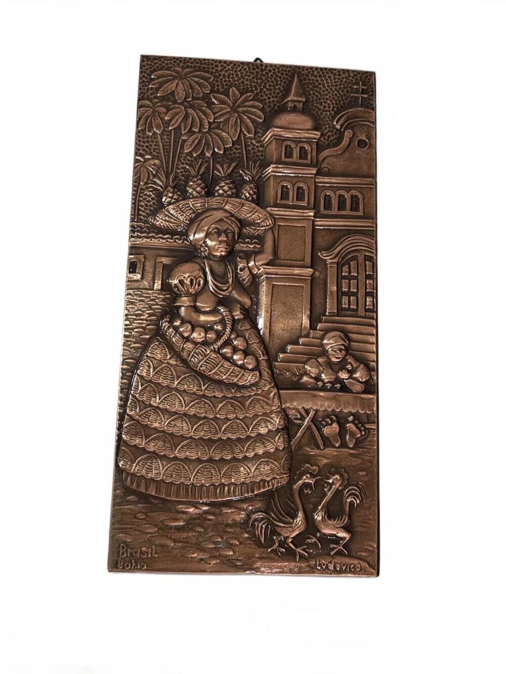 Cobrarte Ludovico Brasil Bahia Copper Relief Plaque Wall Art / Vintage / Brazil